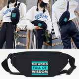 Love Letter Print Waist Bag Men Travel Phone Belt Bag Pouch Crossbody Canvas Bag