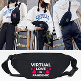 Love Letter Print Waist Bag Men Travel Phone Belt Bag Pouch Crossbody Canvas Bag