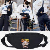 Yellow Letter Print Waist Bag Chest Pack Outdoor Sports Cross Packs Men Travel