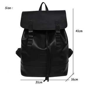 Vintage PU Leather Backpack for School Travel Laptop