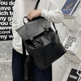 Vintage PU Leather Backpack for School Travel Laptop