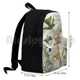 Hummingbirds Outdoor Hiking Backpack Tropical Palm Leaves Green