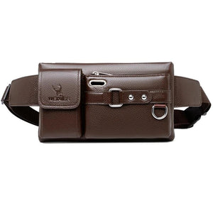 Cow Leather Waist Bag For Men Travel Waist Pack Vintage Small Fanny Pack