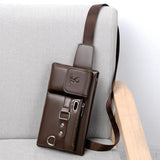 Cow Leather Waist Bag For Men Travel Waist Pack Vintage Small Fanny Pack