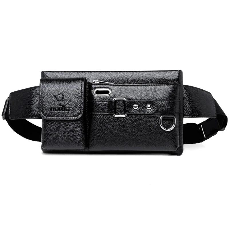 Cow Leather Waist Bag For Men Travel Waist Pack Vintage Small Fanny Pack
