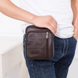 Cowhide Men's Small Satchel Leather Shoulder Mini Phone Bag