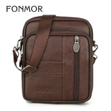 Cowhide Men's Small Satchel Leather Shoulder Mini Phone Bag