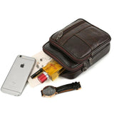 Cowhide Men's Small Satchel Leather Shoulder Mini Phone Bag