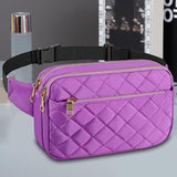 Crossbody Bag Multi-Pockets Rhombus Pattern Adjustable Belts Fanny Packs