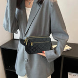 Crossbody Bag Multi-Pockets Rhombus Pattern Adjustable Belts Fanny Packs