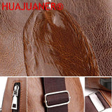 Leather Men Chest Bag Vintage Crossbody Shoulder Bag Business Sling Bags