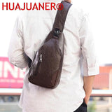Leather Men Chest Bag Vintage Crossbody Shoulder Bag Business Sling Bags