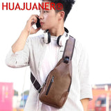 Leather Men Chest Bag Vintage Crossbody Shoulder Bag Business Sling Bags
