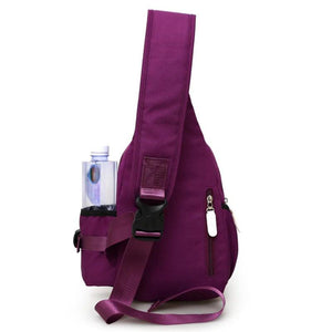 Men Nylon Crossbody Chest Pack Backpack USB Charging Sports Handbag