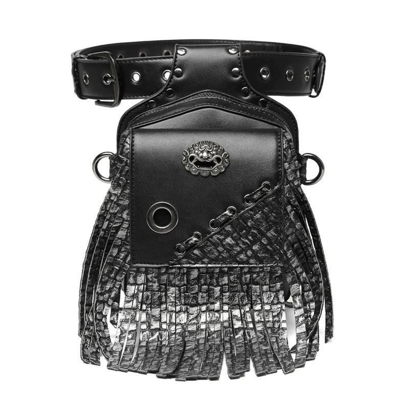 Men's PU Leather Gothic Waist Bag Steampunk Travel Bag