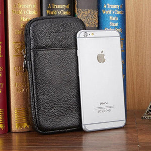 Men Leather Cell Phone Case Cigarette Belt Fanny Bag Waist Pack