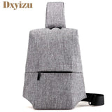 Dxyizu Nylon Mens Chest Bag Travel Crossbody Shoulder Casual Dark Gray