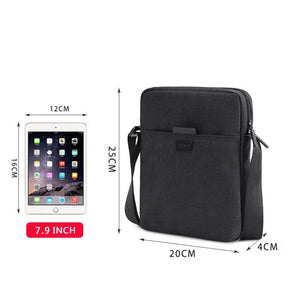 Men Canvas Shoulder Bag for 7.9' Ipad Waterproof Business Crossbody