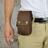 Men's Real Leather Waist Bag Hook Belt Pack Cigarette Phone Pouch