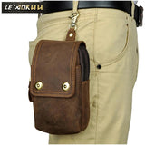 Men's Real Leather Waist Bag Hook Belt Pack Cigarette Phone Pouch
