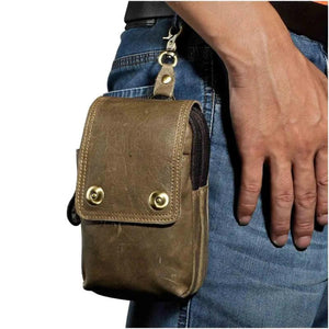 Men's Real Leather Waist Bag Hook Belt Pack Cigarette Phone Pouch