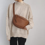 Wine Red Wide Single Strap Half Moon Chestbag