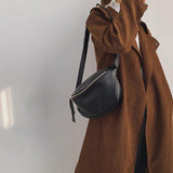 Wine Red Wide Single Strap Half Moon Chestbag