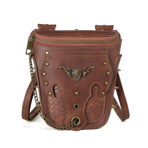 Snake Pattern Single Shoulder Messenger Bag with Rivet Chain