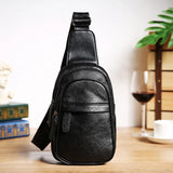 Xiao.p Men's PU Leather Chest Single Shoulder Crossbody Bag