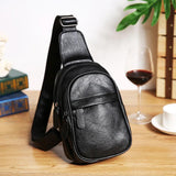 Xiao.p Men's PU Leather Chest Single Shoulder Crossbody Bag