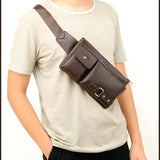 Mihaivin Men PU Leather Waist Packs Vintage Travel Belt Bag Chest Bags
