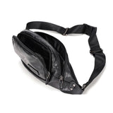 Men's Leather Fanny Pack Chest Bag Outdoor Travel Waist Bum Pack Waterproof
