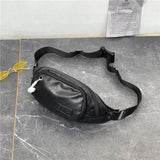 Men's Leather Fanny Pack Chest Bag Outdoor Travel Waist Bum Pack Waterproof
