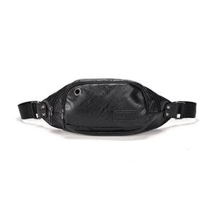 Men's Leather Fanny Pack Chest Bag Outdoor Travel Waist Bum Pack Waterproof