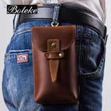 Men's Leather Waist Pack Cigarette Pouch Vintage Belt Bag