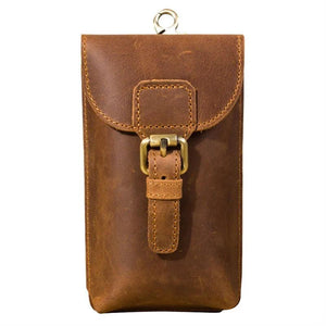 Men's Leather Waist Pack Cigarette Pouch Vintage Belt Bag