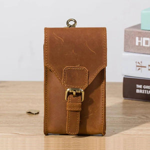 Crazy Horse Leather Waist Bag Phone Pouch Fanny Pack