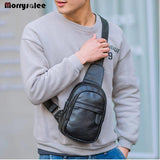Retro Men's PU Solid Chest Bag Messenger Packet