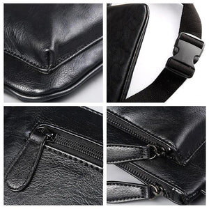 Men Leather Waist Bag Chest Pack Outdoor Fanny Pack Phone Wallet