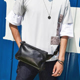 Men Leather Waist Bag Chest Pack Outdoor Fanny Pack Phone Wallet