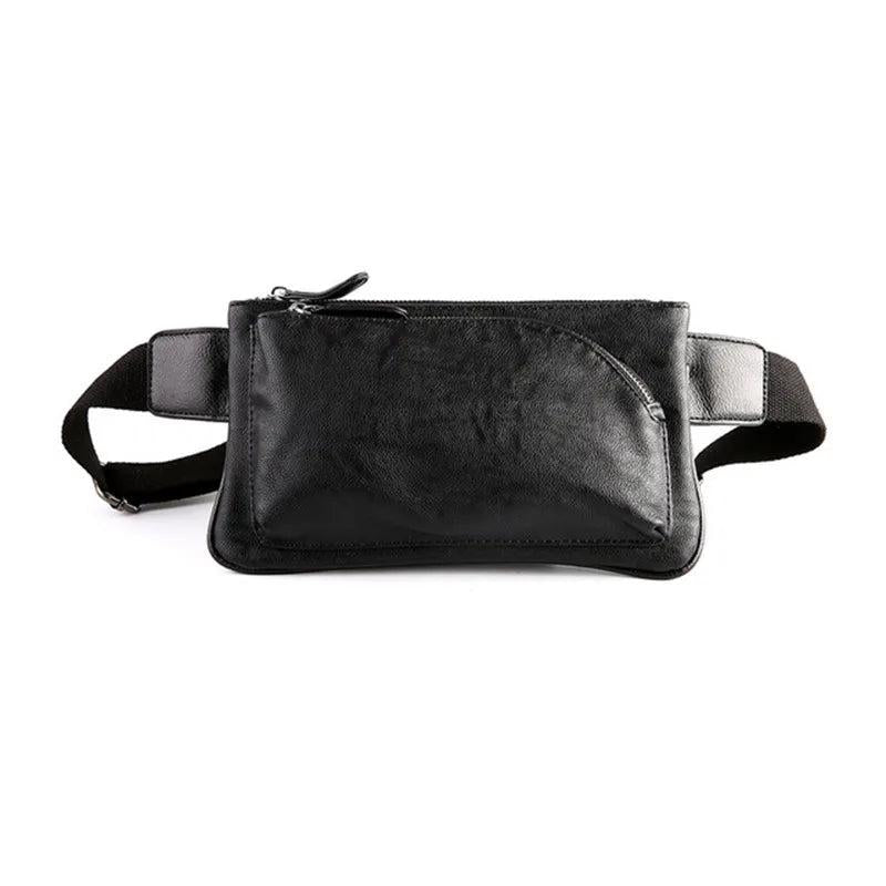Men Leather Waist Bag Chest Pack Outdoor Fanny Pack Phone Wallet