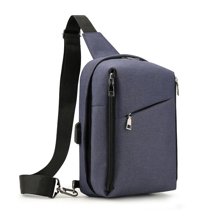 Men's Anti-theft Chest Pack Shoulder Bag USB Waterproof Oxford