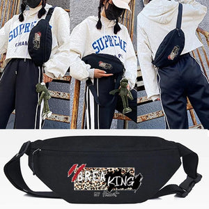 Long Tongue Puppy Print Chest Bag Zipper Belt Fanny Pack