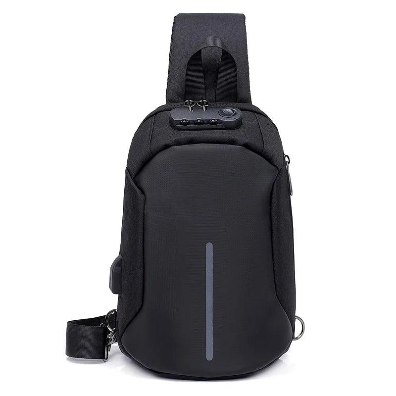USB Charging Crossbody Bag Men Theftproof Leather Bag