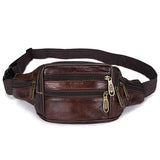 Men's Leather Crossbody Bags Waterproof Travel Anti-theft Waist Bag