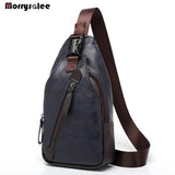 PU Leather Men's Chest Bag Shoulder Bag Theftproof Button Open