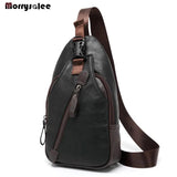 PU Leather Men's Chest Bag Shoulder Bag Theftproof Button Open