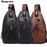 PU Leather Men's Chest Bag Shoulder Bag Theftproof Button Open