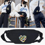 Feather Love Print Waist Bag Casual Shoulder Handbag