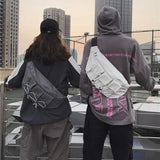 Large Waist Bag Fanny Pack Streetwear Canvas Belt Bags Chest Packs Hip Hop Pack